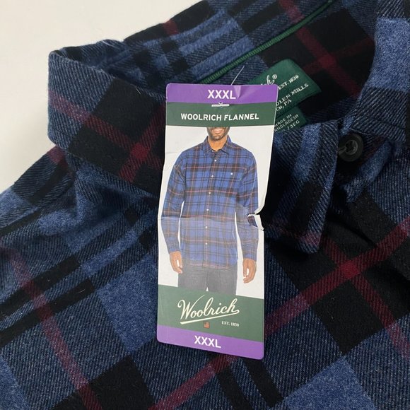 NEW Lot of 2 Woolrich Flannel Shirt Men's 3XL Granite Plaid Deep Navy Plaid - Picture 4 of 15
